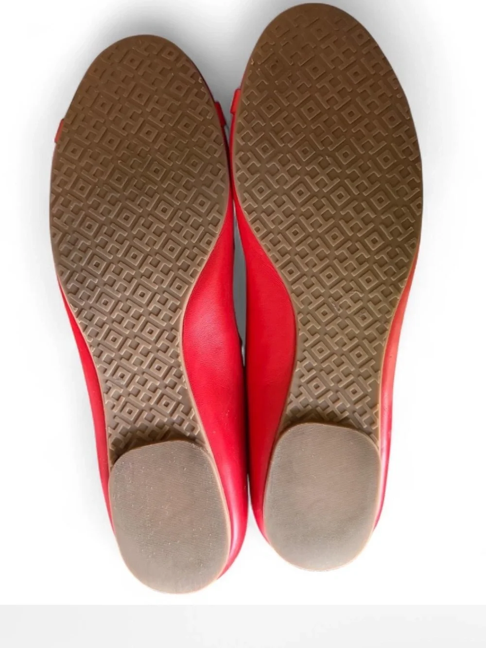 Tory Burch Gabriel Exotic Red-Orange Leather Ballet Flats Size 7